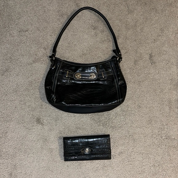 Black Alligator Purse and Matching Wallet - Picture 1 of 2